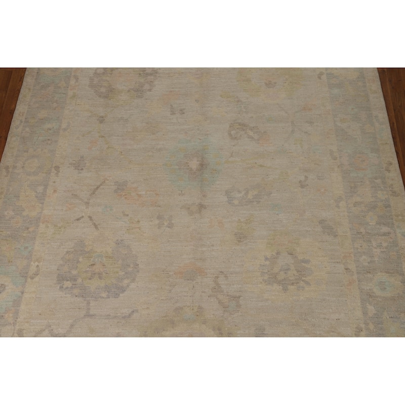 Oushak Turkish Area Rug Hand-Knotted Wool Carpet - 7'9"x 9'11"