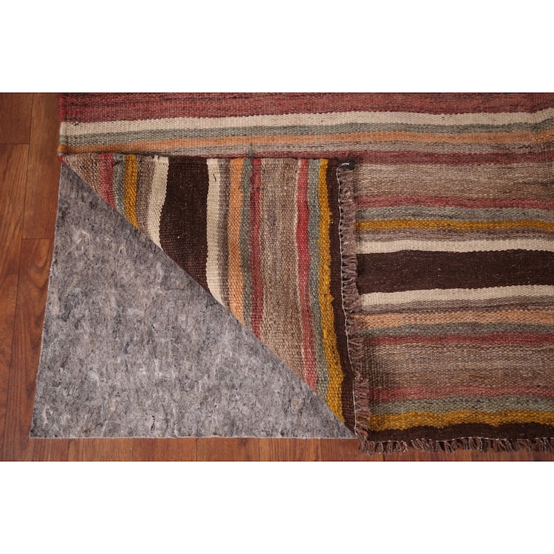 All-Over Striped Kilim Persian Area Rug Flatweave Wool Carpet - 4'11"x 7'0"