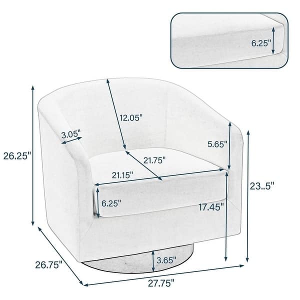 dimension image slide 1 of 5, Modern 360°Swivel Accent Chairs Barrel Armchairs