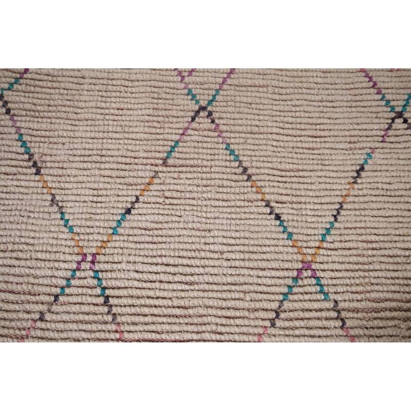 Trellis Moroccan Area Rug Hand-Knotted Tribal Wool Carpet - 5'8"x 9'7"