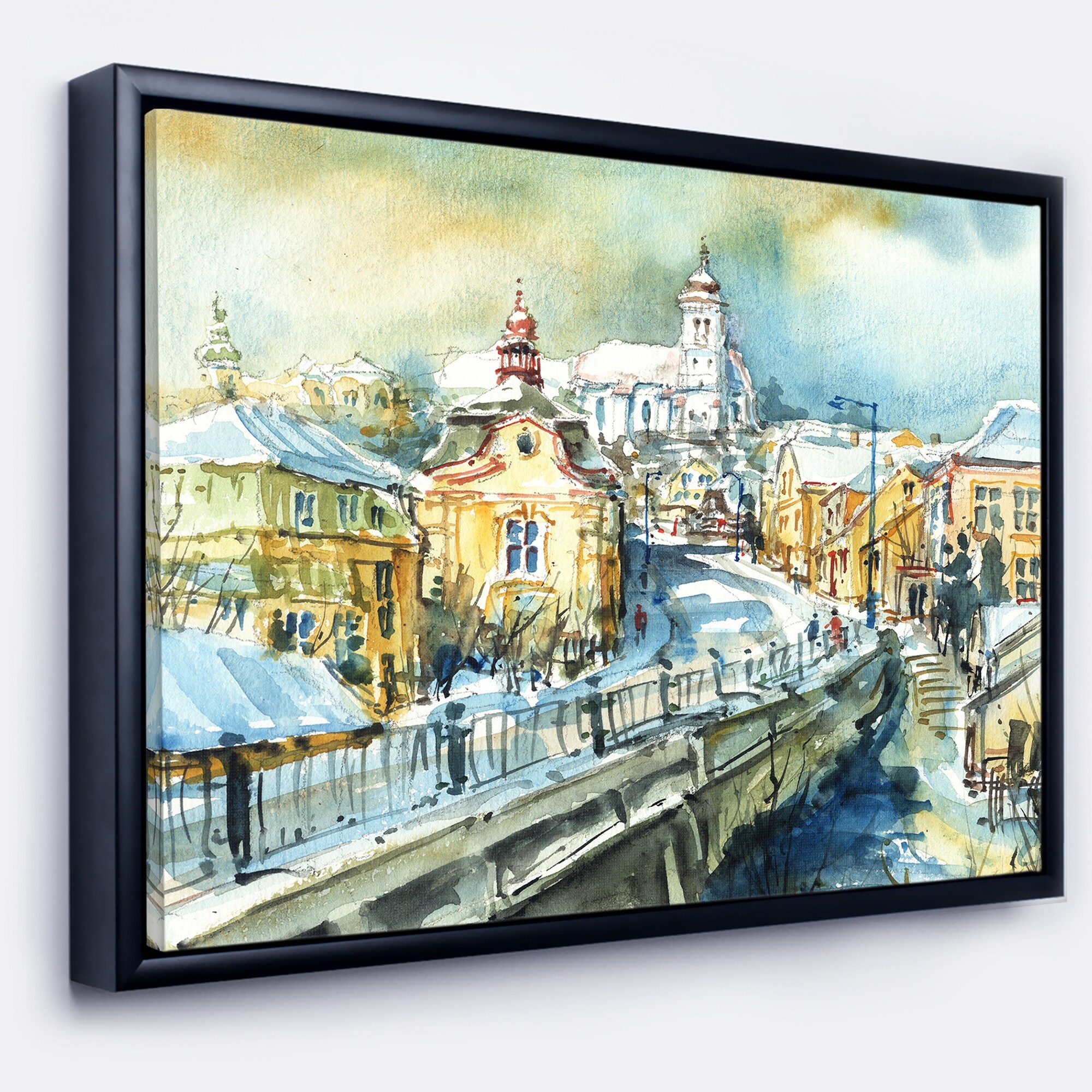 Shop Designart City Of Churches Watercolor Cityscape Painting