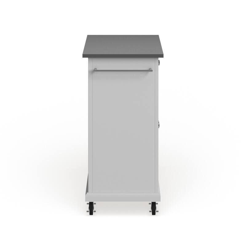 Crosley Compact White Wood Portable Kitchen Cart/ Island with Stainless Steel Top - 18"d x 31"w x 35.5"h
