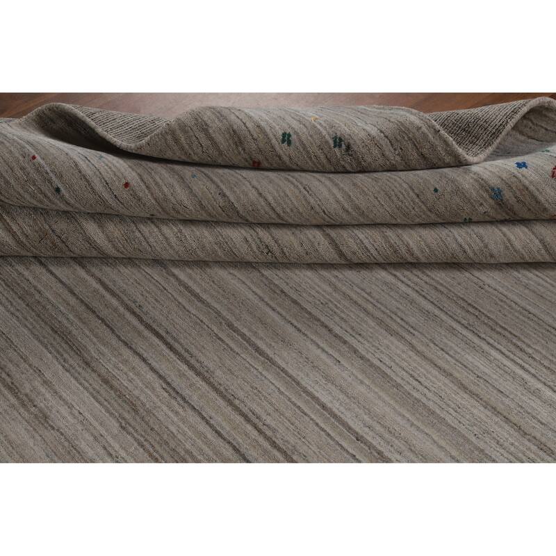 Hand Knotted Oriental 100% Wool Carpet Tribal Tribal Greys & Charcoal Gabbeh Area Rug - 10' 0'' X 8' 3''