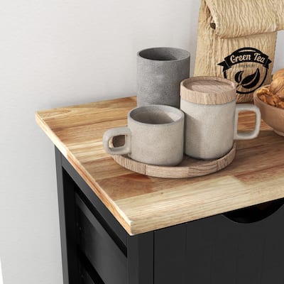 Rolling Kitchen Cart with Butcher Block Top and Storage, 26.5" W