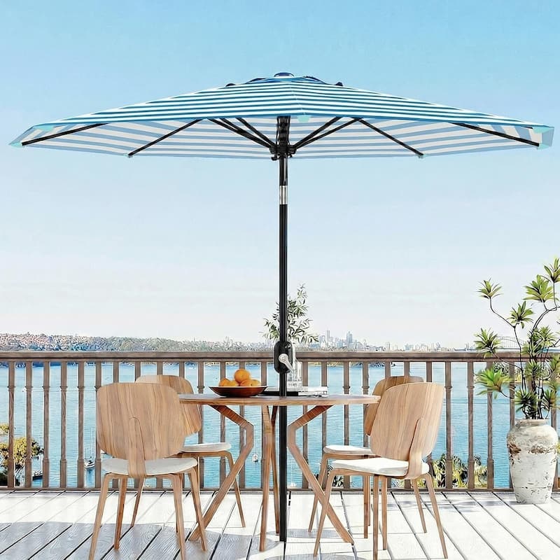 Outdoor 9FT Stripe Outdoor Patio Umbrella, UV Protection Waterproof for Pool Deck Yard