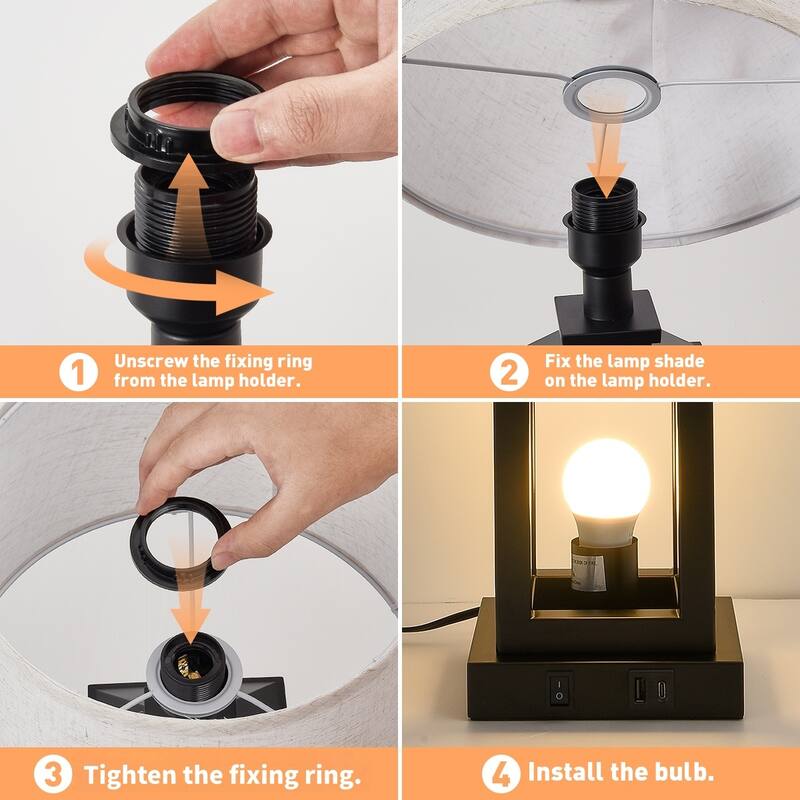 20.5in Table Lamp for Living Room, 3-Way Dimmable Touch Control Modern Nightstand Lamp with 2 Light (Bulbs Included)