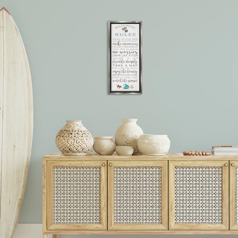 Stupell Fun Activities Beach House Rules Framed Floater Canvas Wall Art Design By Seven Trees Design