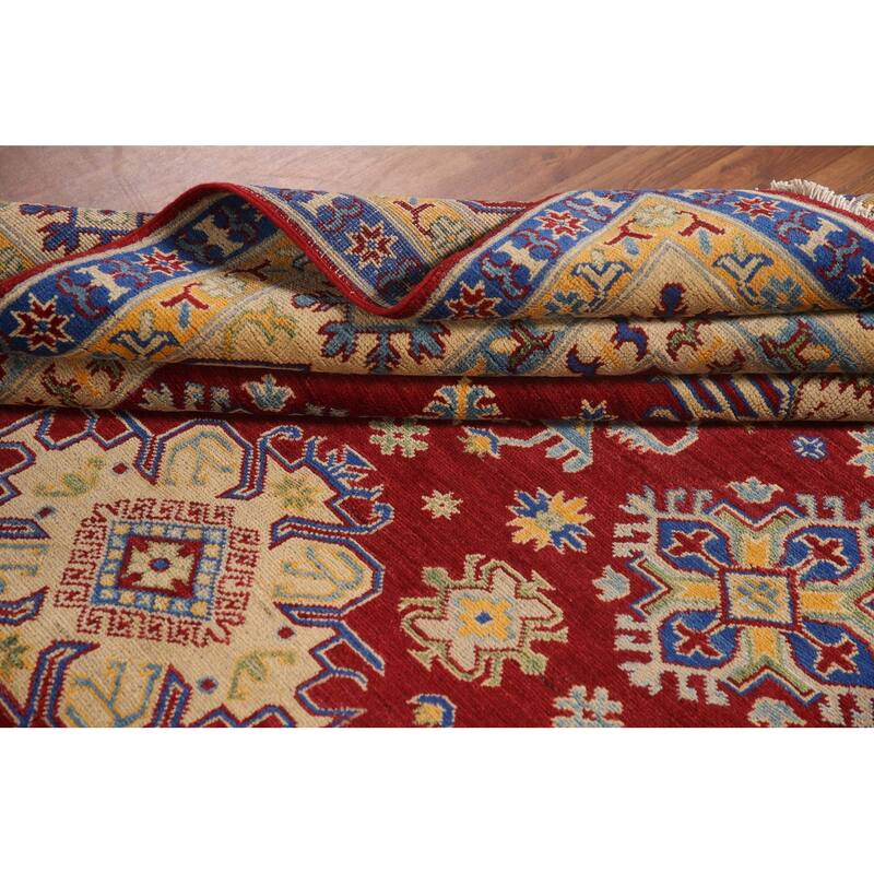 Red Kazak Living Room Area Rug Handmade Wool Carpet - 6'5" x 9'9"