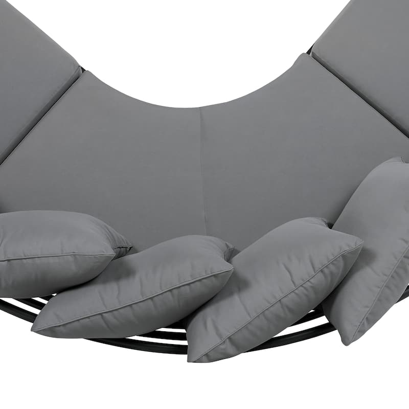 Curved Outdoor Furniture Sofa Set for 6, Outdoor Conversation Set with Coffee Table & Upholstered Seats, Backrest Cushions
