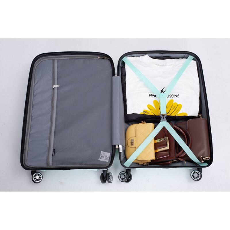 3-Piece, Hard-shell Luggage, Lightweight Luggage with TSA Lock and 2 Swivel Wheels, for Boarding Travel, Light Green