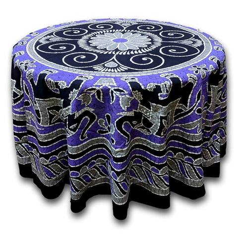 Batik Elephant Cotton Enchanting Floral Tablecloth Round