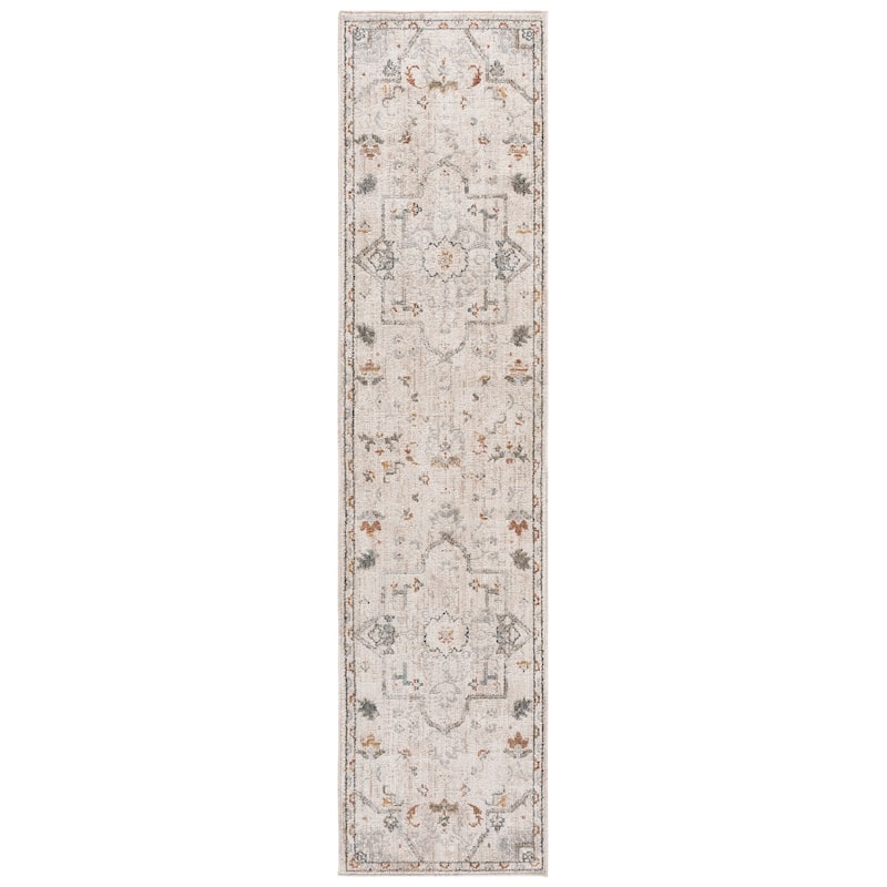 SAFAVIEH Vintage Rosewood Angels Rug - 2' x 8' Runner - Ivory/Grey Rust