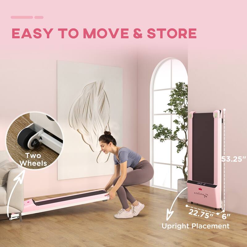 Under Desk Walking Pad Treadmill Portable Running Machine with Remote and Wheels, 2.5HP Walking Jogging Treadmills
