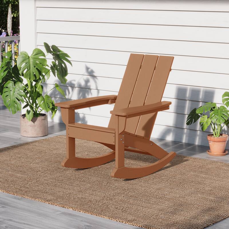 Shoreside Modern Eco-Friendly All Weather Poly Adirondack Rocking Chair