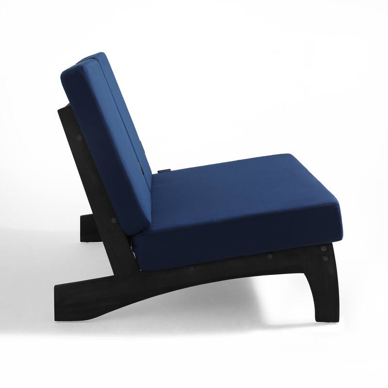 Beach-Style Outdoor Acacia Club Chair Set Loveseate with Plush All-Weather Cushions