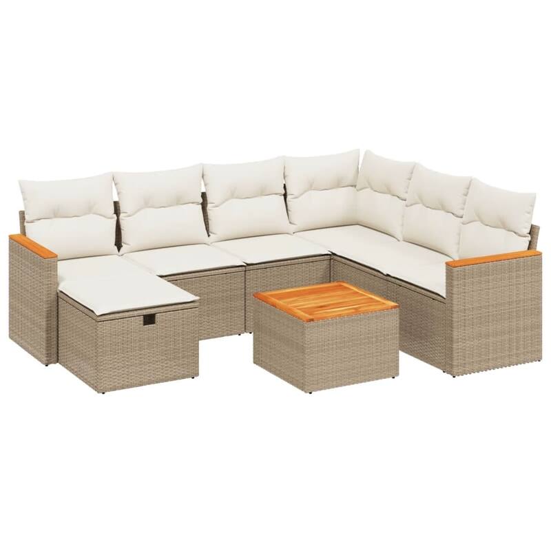 vidaXL Patio Sofa Set with Cushions Outdoor Conversation Furniture Poly Rattan