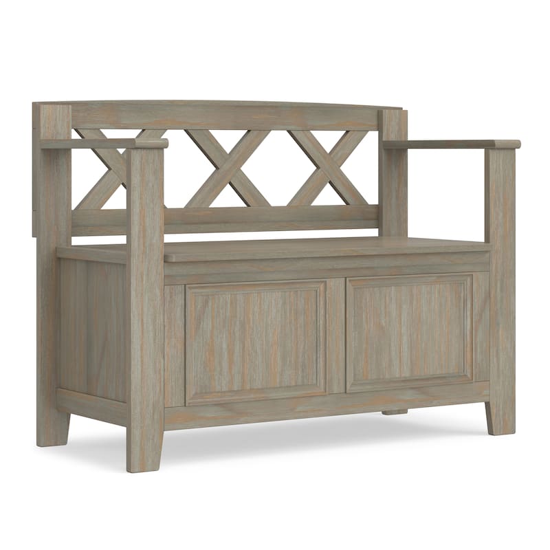 WYNDENHALL Halifax SOLID WOOD 36 inch Wide Transitional Small Entryway Storage Bench -  17"D x 36" W x 27.8"H