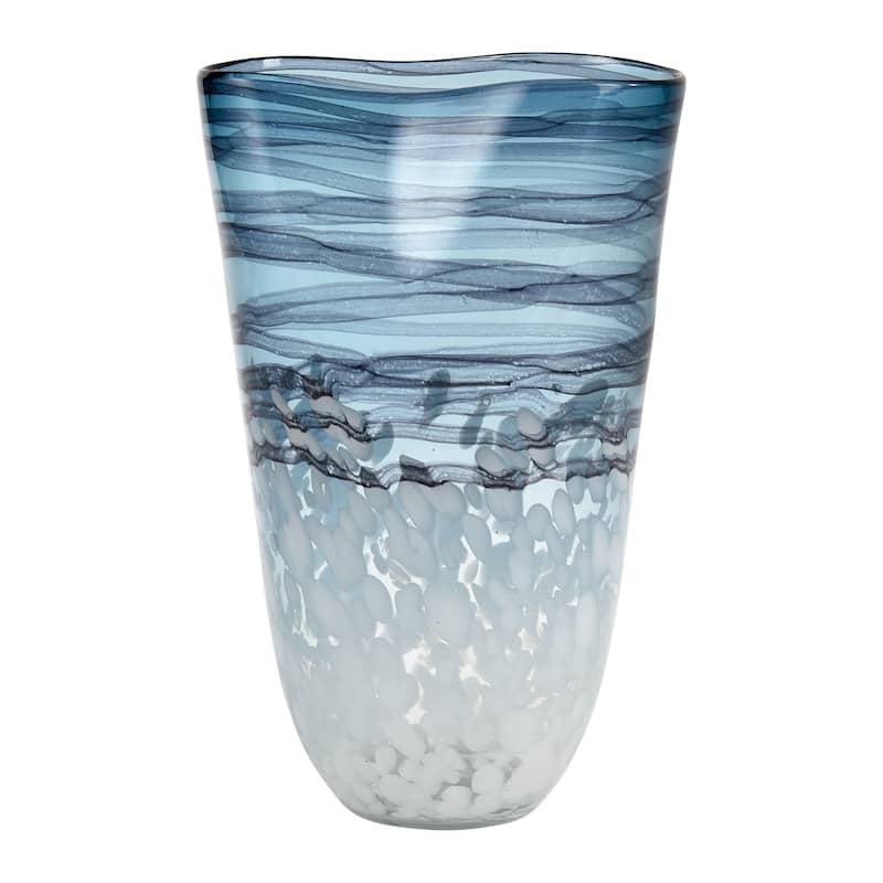Atlas Seaforth Blue and White Glass Vase - Large - Blue