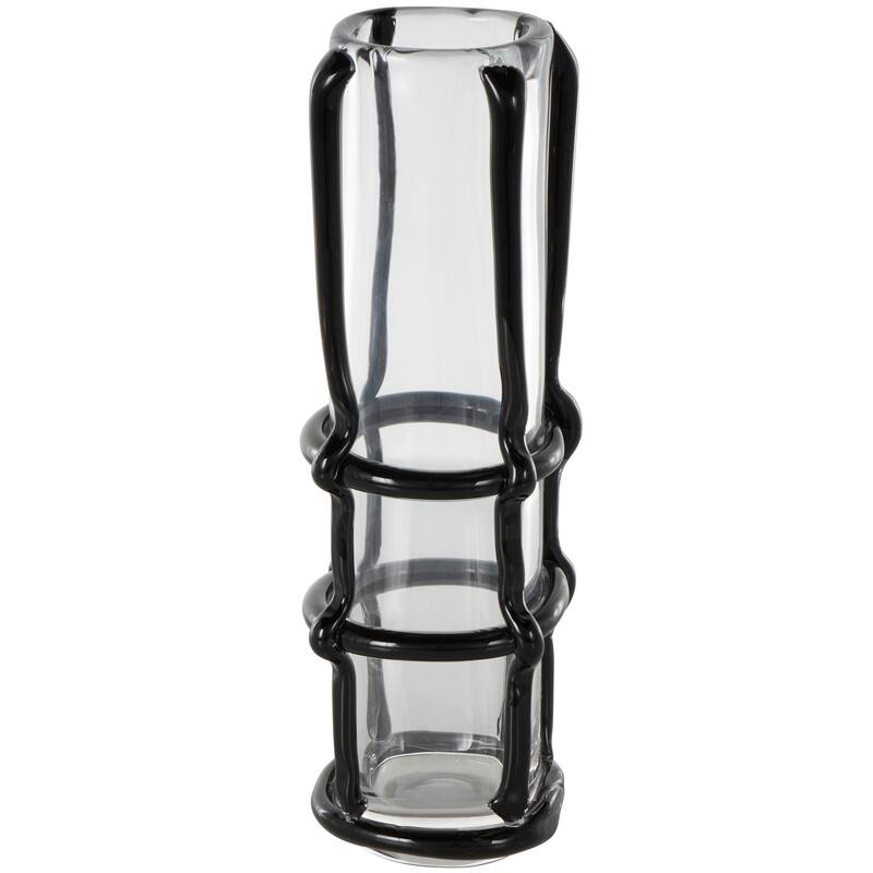 Black or Blue Recycled Glass Handmade Tall Vase with Black or Blue Glass Framing