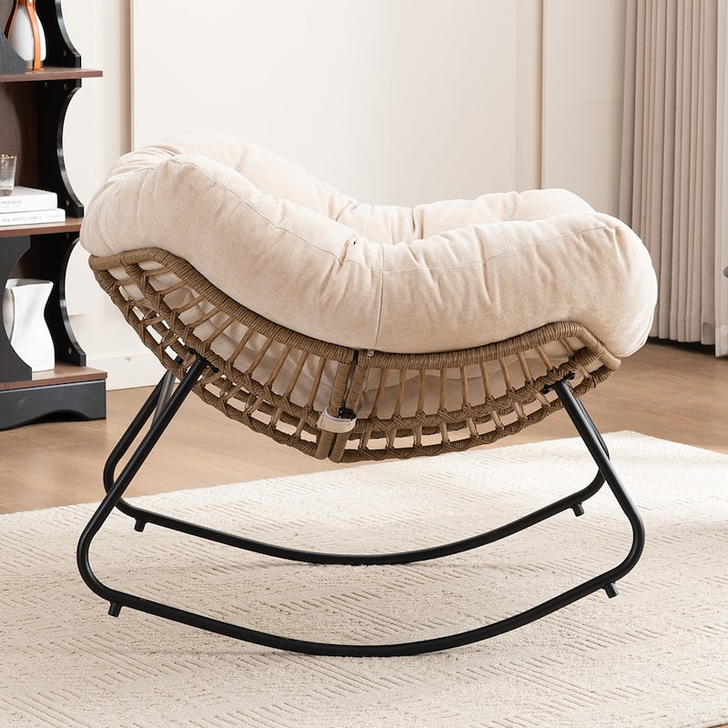 Rocking Chair, Chenille Upholstered Accent Chair, Modern Nursery Rocking Chair for Living Room, Bedroom, Apartment