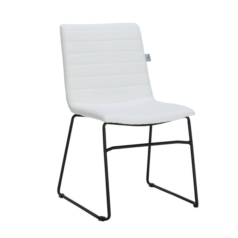 Zylar Modern Leather Guest Chair with Lumbar Support, Stainless Steel Base, High-Density Foam, Floor Protectors, 300 lb Capacity - White