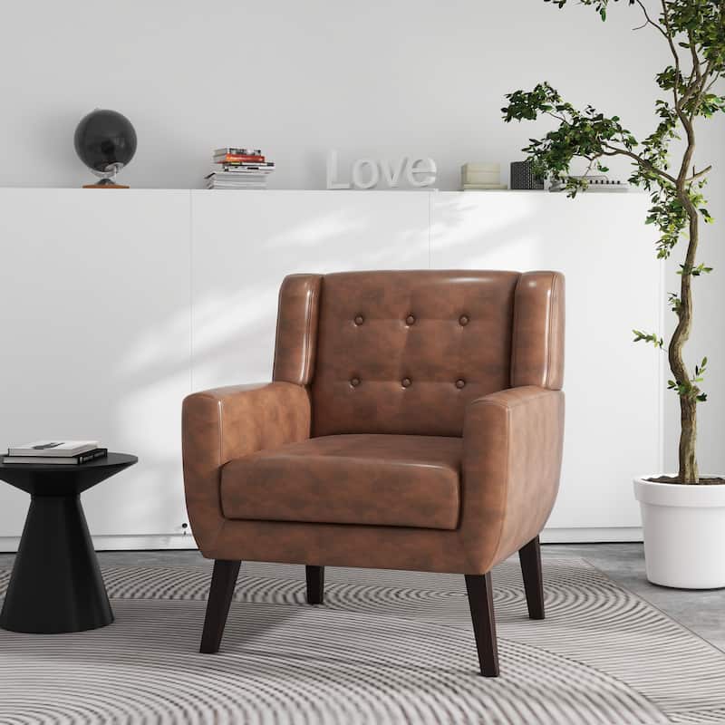 PU Leather Accent Chair Living Room Upholstered Armchair