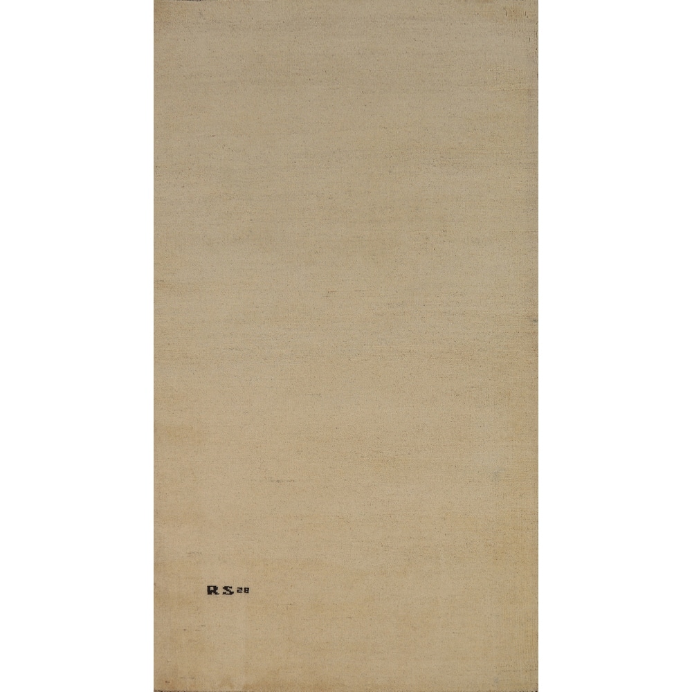 Solid Modern Gabbeh Oriental Foyer Rug Handmade Wool Carpet - 3'5"x 6'5"