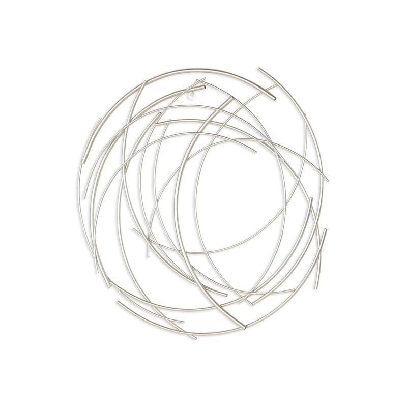 25.25" Silver Round Metallic Abstract Wall Art