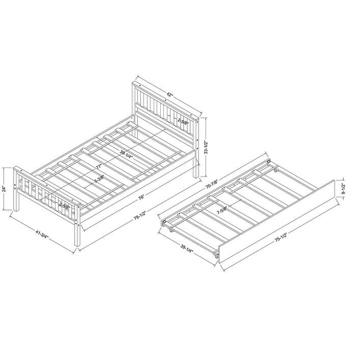 Moda Twin Bed with trundle White