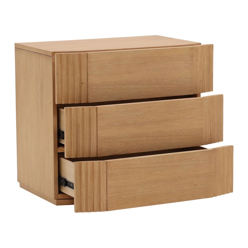 Alpine 3-Drawer Rubberwood Nightstand, Natural