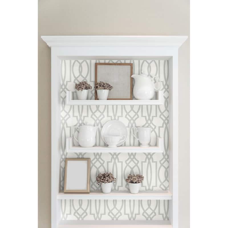 NextWall Soft Gray Deco Lattice Peel and Stick Removable Wallpaper - 20.5 in. W x 18 ft. L