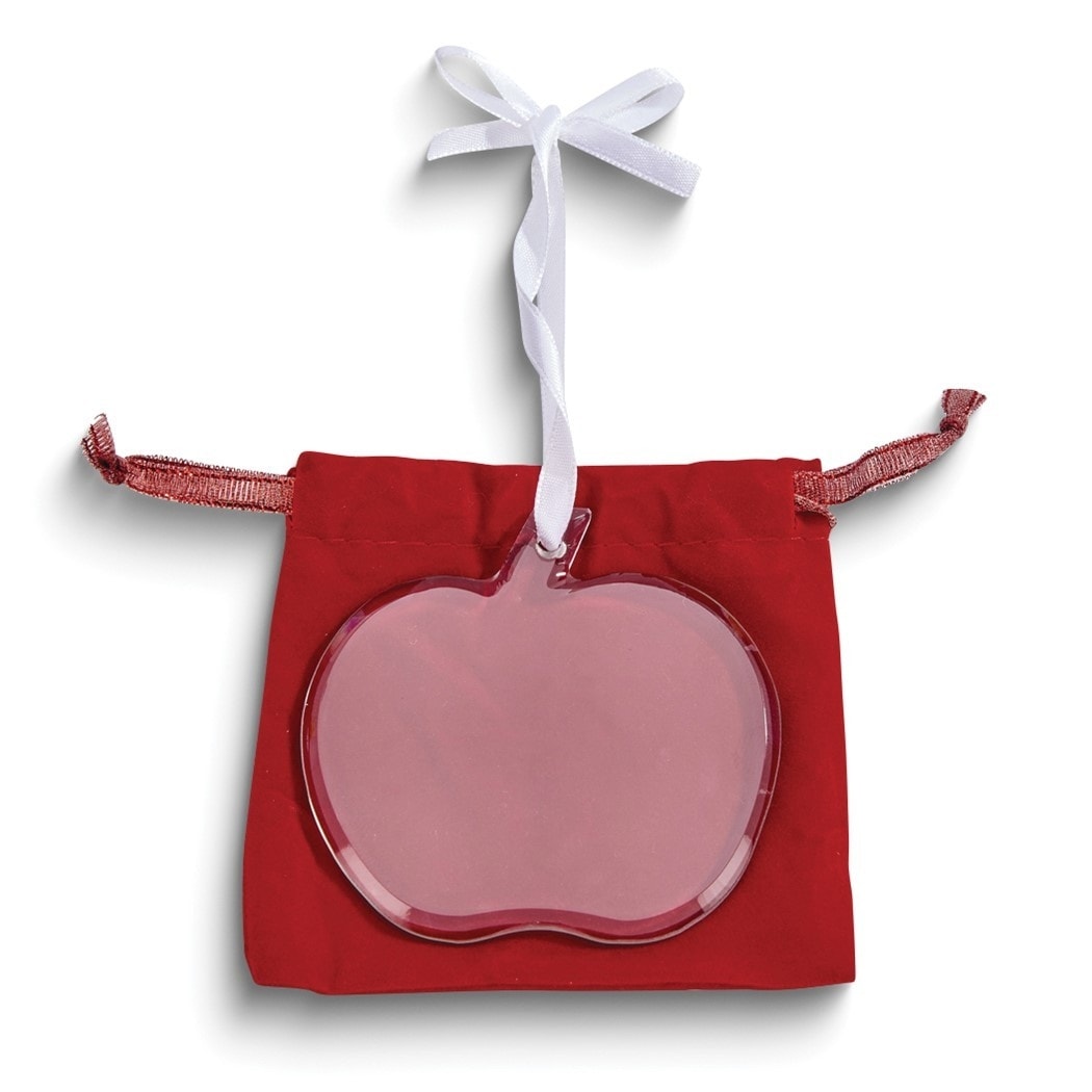 Apple Glass Ornament with Gift Pouch Apple Glass Ornament with Gift Pouch