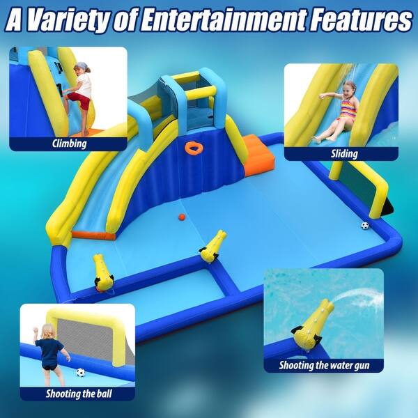 slide 2 of 19, 6-in-1 Inflatable Water Slide Jumping House without Blower - Multi - 207" x 147" x 80" (L x W x H) 207" x 147" x 80" (L x W x H)