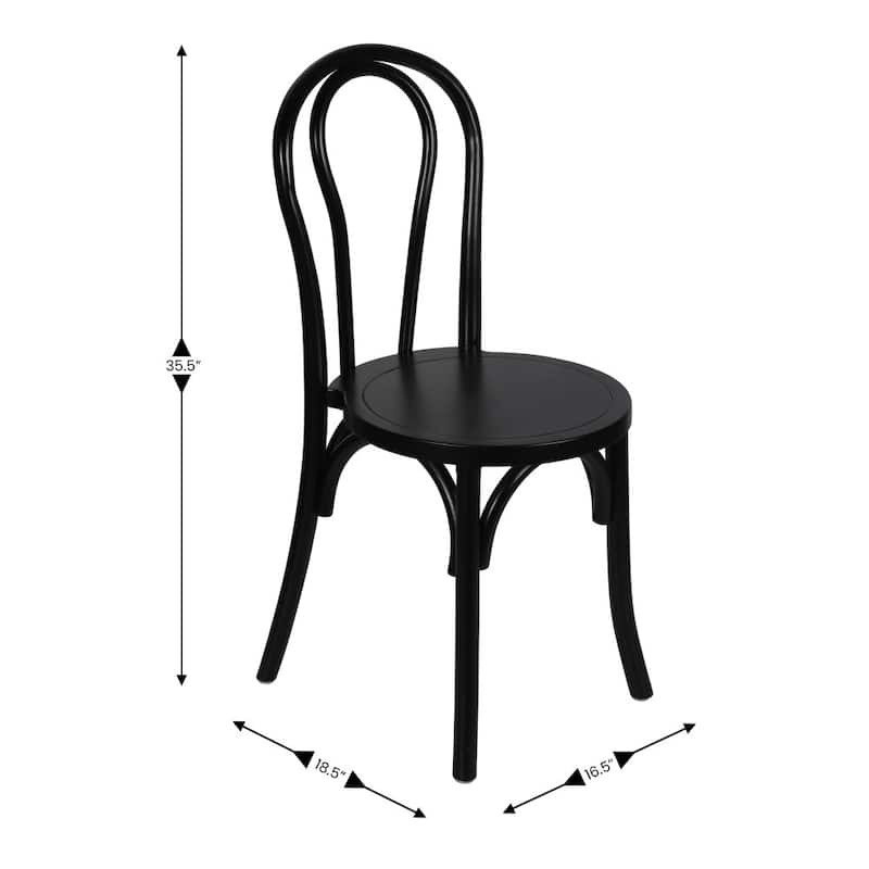 2PK Commercial Solid Wood Stackable Dining Chair with Fixed Floor Glides - 18.5"D x 16.5"W x 35.5"H