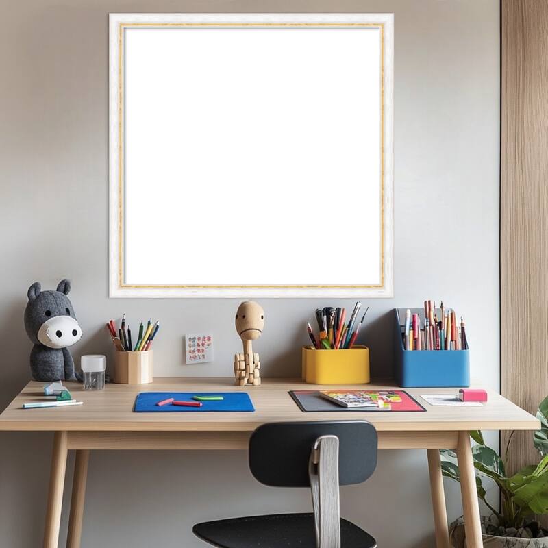 Amanti Art Morgan White Blue Framed Dry Erase Magnetic Board