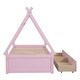 preview thumbnail 25 of 24, Twin Size House Bed with 2 Storage Drawers, Floor Montessori Bed with Triangle Structure, House Shaped Wooden Daybed for Kids