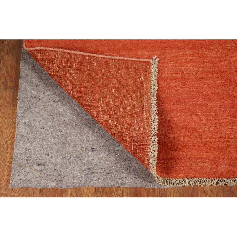 Orange Modern Gabbeh Oriental Area Rug Handmade Stripe Wool Carpet - 4'10" x 6'5"
