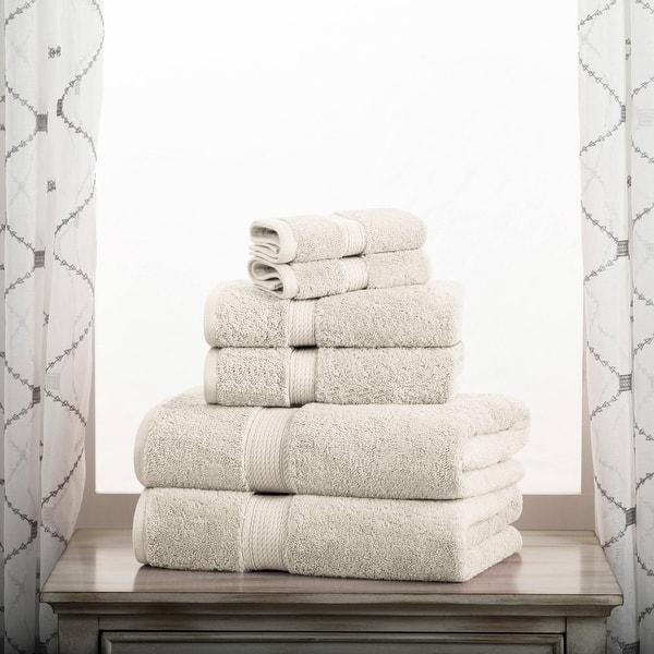 Superior Egyptian Cotton Pile Heavyweight 6-Piece Towel Set - 6-Piece Set - Stone