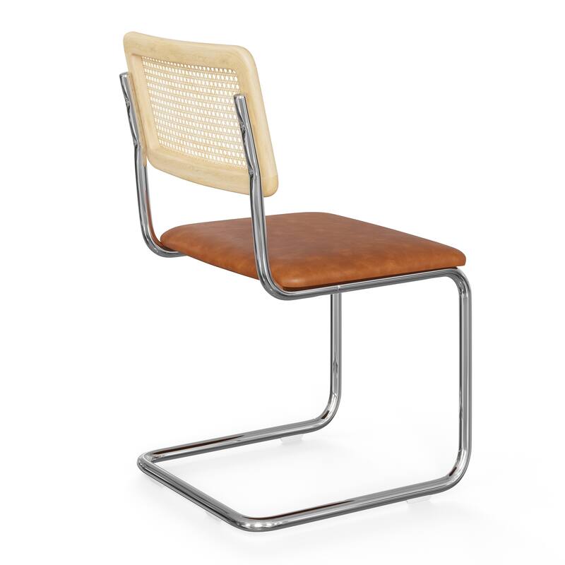 Hayward Cane Back Vegan Leather Side Chair Chrome Frame (Set Of 2)