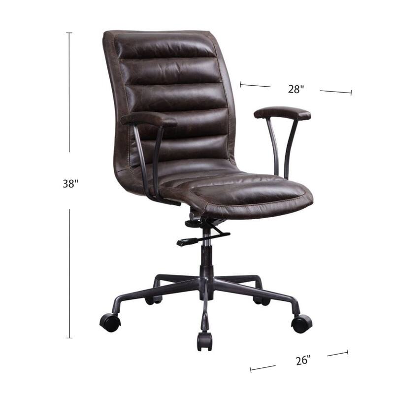 Top Grain Leather Office Chair in Distress Chocolate Finish