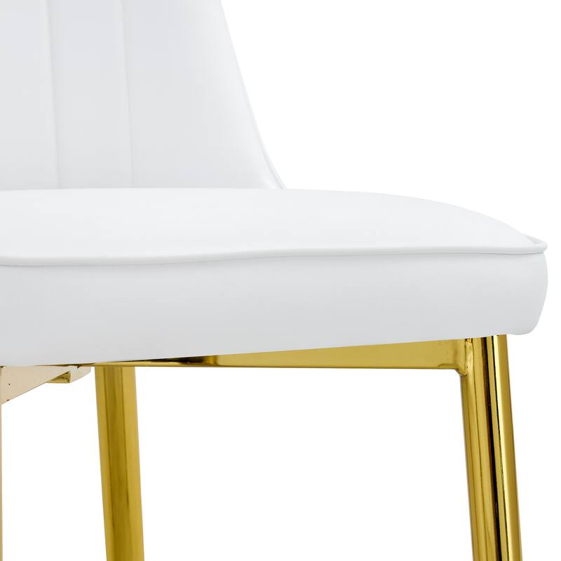 4 modern dining chairs, sleek PU leather backrest, and gold metal legs bring a comfortable home experience to the kitchen