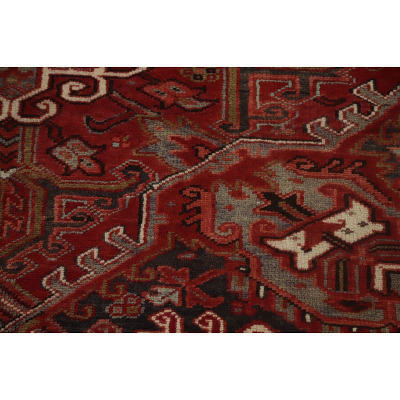 Hand Knotted Oriental 100% Wool Carpet Traditional Medallion Red Heriz Area Rug - 11' 1'' X 9' 1''