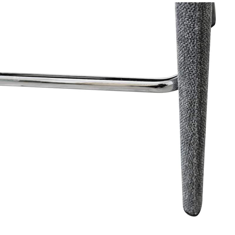HomeRoots 25" Gray Metal and Fabric Low Back Counter Height Bar Chair