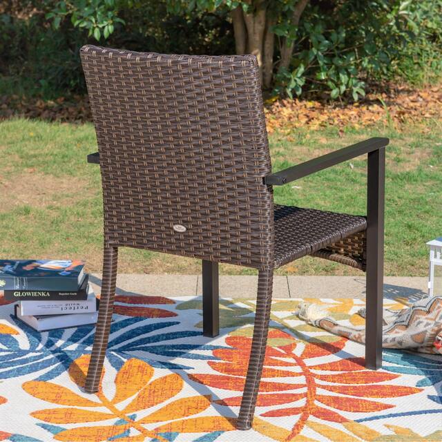 7-piece Outdoor Bistro Dining Set with Rattan Garden Chairs - On Sale