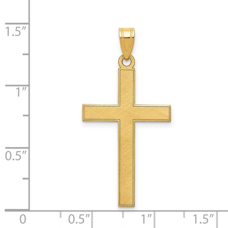 Curata 14k Yellow Gold 18" 18.3x35.8mm Textured back Polished Cross Necklace