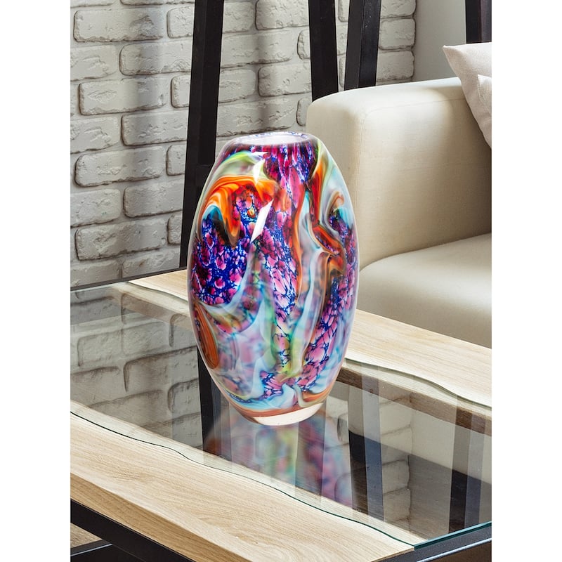 13IN Tall Villa Cuzzano Handcrafted Art Glass Vase