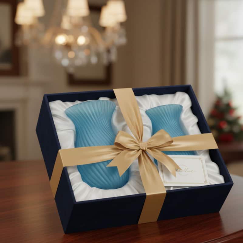 Aria Home Fluorine Frosted Tulip Glass Vase Set of 2 Table Décor