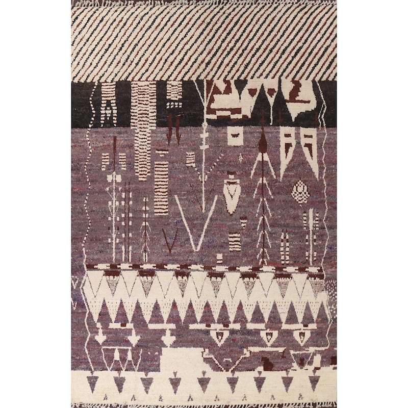 Tribal Geometric Oriental Moroccan Area Rug Hand-knotted Wool Carpet - 9'10" x 13'10"
