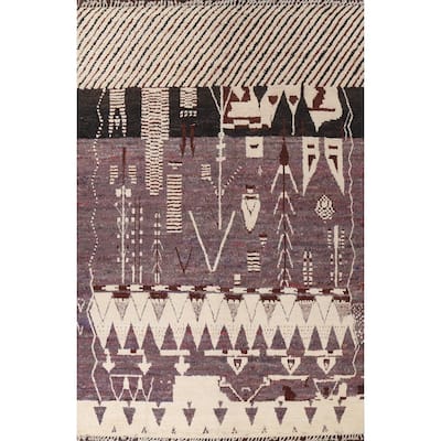 Tribal Geometric Oriental Moroccan Area Rug Hand-knotted Wool Carpet - 9'10" x 13'10"