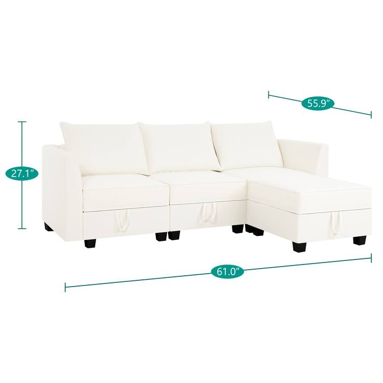 Modern DIY Collection - Convertible Modular Sectional Sofa - Linen Sofa Couch for Living Room Apartment Office